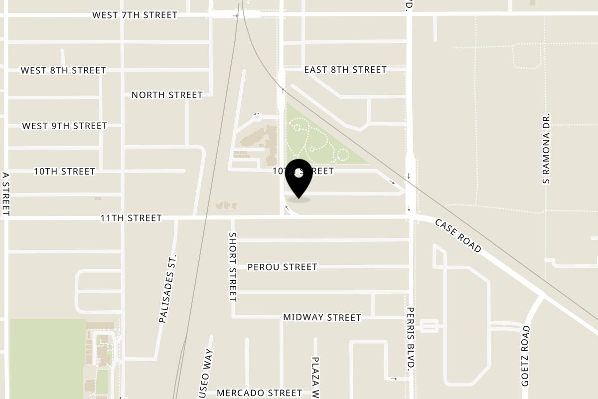 Map showing the location of CORAZON DE MÉXICO LINDO on 1019 S D St in Perris